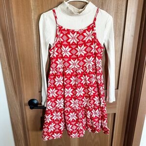 Girls Size 12 Hanna Andersson Flannelette Dress & Long Sleeve Knit Top Christmas